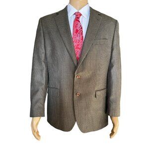 RALPH Lauren Silk Wool Blend Men's Sports‎ Jacket Blazer Brown Herringbone 44R